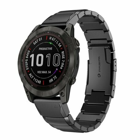 Stainless steel schakelband - Zwart - Garmin Fenix 8 - 47mm