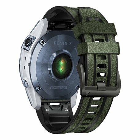 leer + siliconen bandje - Groen - Garmin Fenix 8 - 51mm