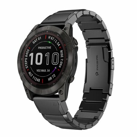 Stainless steel schakelband - Zwart - Garmin Fenix 8 - 51mm