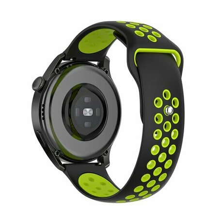 Sport Edition siliconen band - Zwart + groen - Huawei Watch GT 5 (Pro) / GT 4 / GT 3 / GT 2 - 46mm