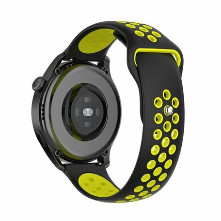 Sport Edition siliconen band - Zwart + geel - Huawei Watch GT 5 (Pro) / GT 4 / GT 3 / GT 2 - 46mm