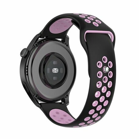 Sport Edition siliconen band - Zwart + roze - Huawei Watch GT 5 (Pro) / GT 4 / GT 3 / GT 2 - 46mm