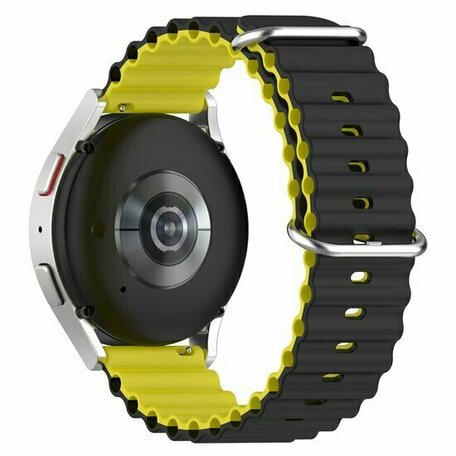 Ocean Style siliconen bandje - Zwart / geel - Huawei Watch GT 5 (Pro) / GT 4 / GT 3 / GT 2 - 46mm