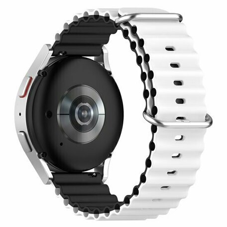 Ocean Style siliconen bandje - Wit / zwart - Huawei Watch GT 5 (Pro) / GT 4 / GT 3 / GT 2 - 46mm