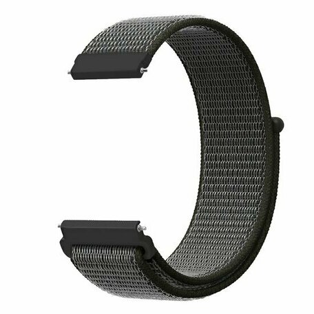 Sport Loop nylon bandje - Donkergroen met grijze band - Huawei Watch GT 5 (Pro) / GT 4 / GT 3 / GT 2 - 46mm