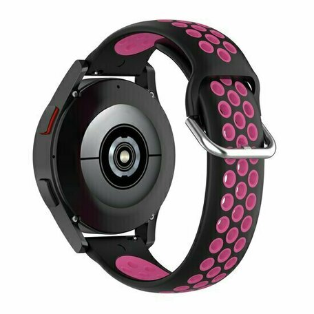 Siliconen sportbandje met gesp - Zwart + roze - Huawei Watch GT 5 (Pro) / GT 4 / GT 3 / GT 2 - 46mm