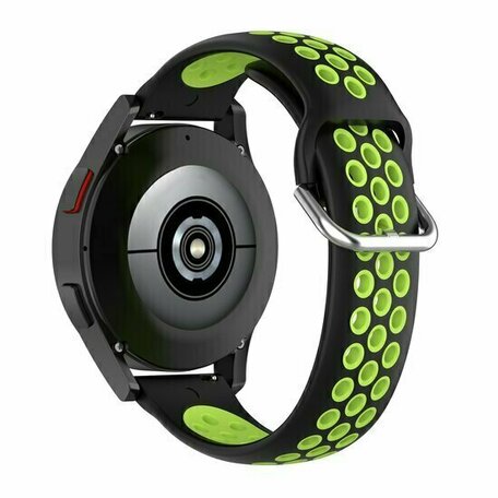 Siliconen sportbandje met gesp - Zwart + groen - Huawei Watch GT 5 (Pro) / GT 4 / GT 3 / GT 2 - 46mm