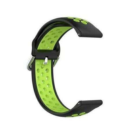 Siliconen sportbandje met gesp - Zwart + groen - Huawei Watch GT 5 (Pro) / GT 4 / GT 3 / GT 2 - 46mm