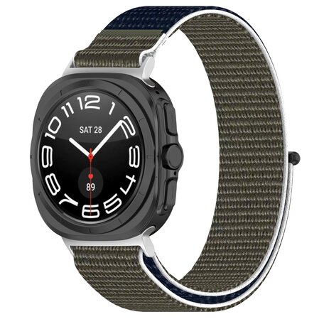 Nylon Sport loop bandje - Groen / donkerblauw - Samsung Galaxy Watch Ultra 47mm