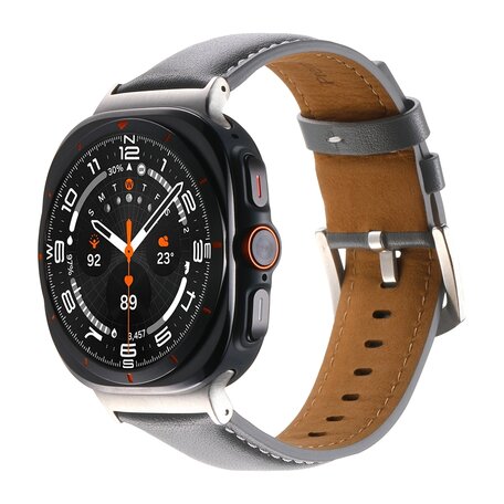 Premium leren bandje - Grijs - Samsung Galaxy Watch Ultra bandjes - 47mm