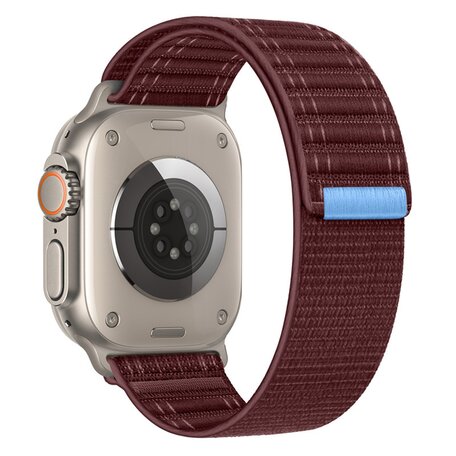 Nylon Wave band - Bordeaux - Geschikt voor Apple Watch 44mm / 45mm / 46mm / 49mm