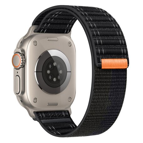 Nylon Wave band - Zwart - Geschikt voor Apple Watch 44mm / 45mm / 46mm / 49mm