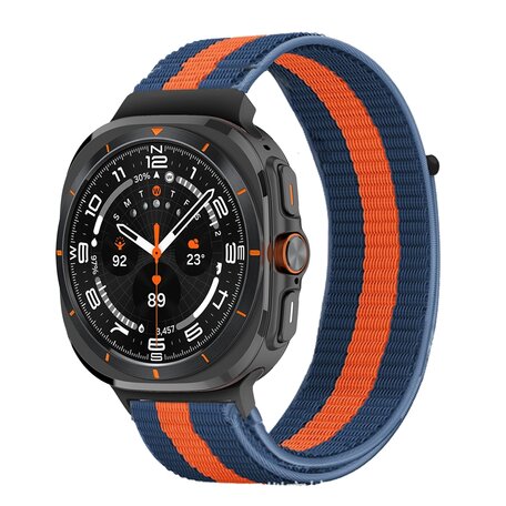 Nylon loop bandje - Blauw / oranje - Samsung Galaxy Watch Ultra 47mm