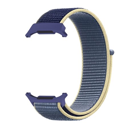 Nylon loop bandje - Blauw met roomwit - Samsung Galaxy Watch Ultra 47mm