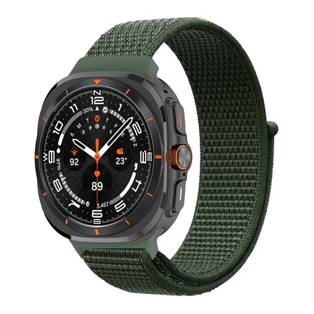 Nylon loop bandje - Legergroen  - Samsung Galaxy Watch Ultra 47mm