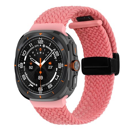 Braided band met D-buckle sluiting - Roze - Samsung Galaxy Watch Ultra 47mm