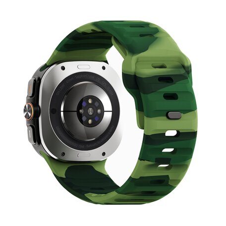 Wave siliconen bandje - Legergroen camouflage - Samsung Galaxy Watch Ultra 47mm