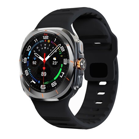 Wave siliconen bandje - Zwart - Samsung Galaxy Watch Ultra 47mm