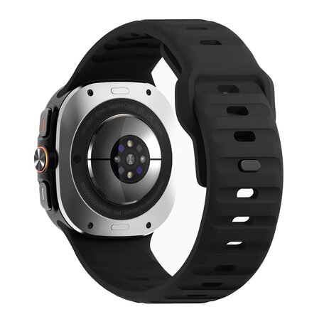 Wave siliconen bandje - Zwart - Samsung Galaxy Watch Ultra 47mm