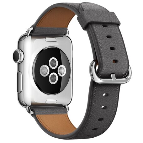 Classic lederen bandje - Grijs - Geschikt voor Apple Watch 38mm / 40mm / 41mm / 42mm