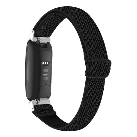 Fitbit Inspire 3 - Elastische solo loop nylon bandje - Zwart