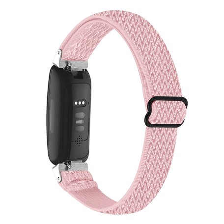 Fitbit Inspire 3 - Elastische solo loop nylon bandje - Roze