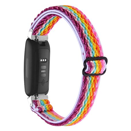 Fitbit Inspire 3 - Elastische solo loop nylon bandje - Multicolor