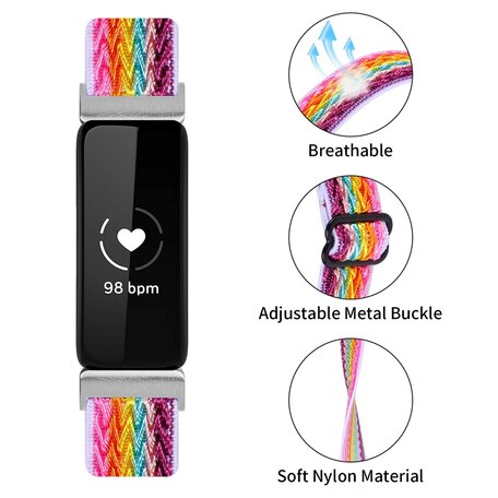 Fitbit Inspire 3 - Elastische solo loop nylon bandje - Multicolor