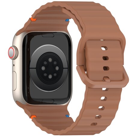 Wave sportband - Bruin - Geschikt voor Apple Watch 38mm / 40mm / 41mm / 42mm