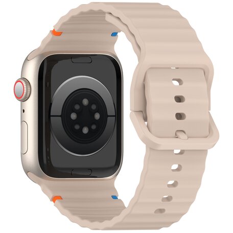 Wave sportband - Cappuccino - Geschikt voor Apple Watch 38mm / 40mm / 41mm / 42mm