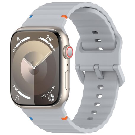 Wave sportband - Grijs - Geschikt voor Apple Watch 38mm / 40mm / 41mm / 42mm