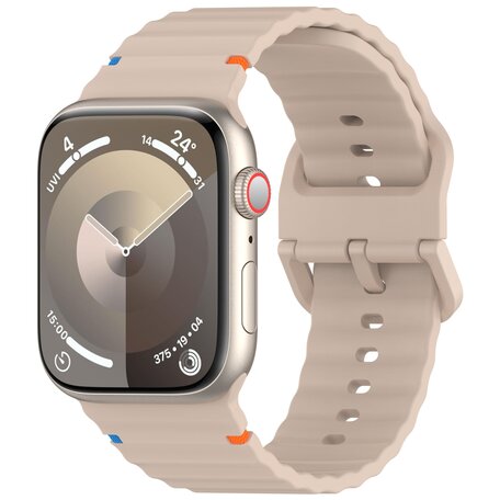 Wave sportband - Cappuccino - Geschikt voor Apple Watch 44mm / 45mm / 46mm / 49mm