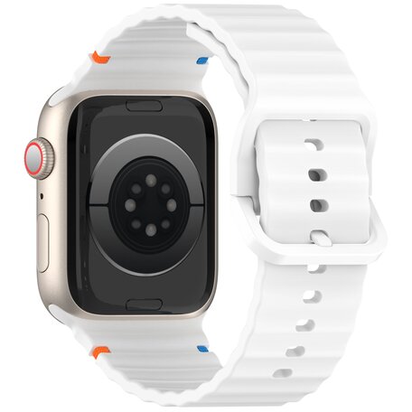 Wave sportband - Wit - Geschikt voor Apple Watch 44mm / 45mm / 46mm / 49mm