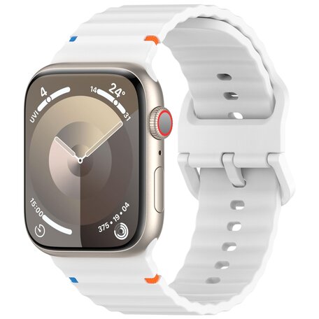 Wave sportband - Wit - Geschikt voor Apple Watch 38mm / 40mm / 41mm / 42mm