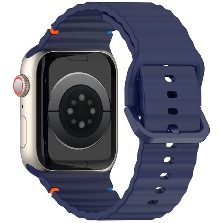 Wave sportband - Donkerblauw - Geschikt voor Apple Watch 44mm / 45mm / 46mm / 49mm