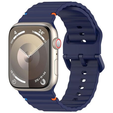 Wave sportband - Donkerblauw - Geschikt voor Apple Watch 38mm / 40mm / 41mm / 42mm