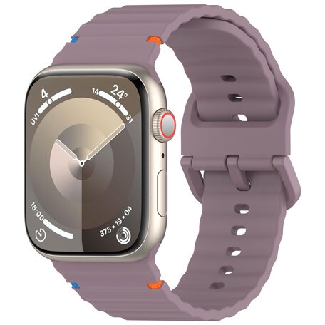 Wave sportband - Zacht paars - Geschikt voor Apple Watch 44mm / 45mm / 46mm / 49mm