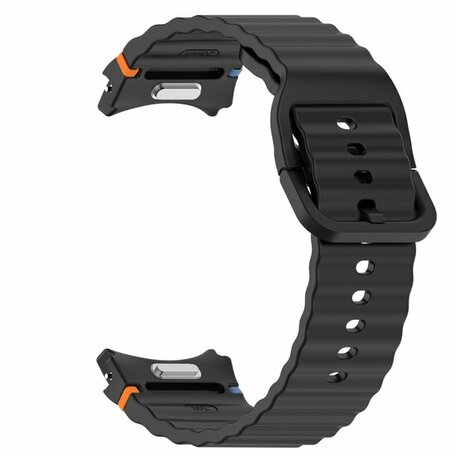 Wave Sportband met aansluitknop - Zwart -  Samsung Galaxy Watch 4 - 40mm & 44mm