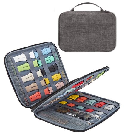 Organizer / opbergtas - Dubbele laag XL - Smartwatch bandjes & accessoires - Grijs