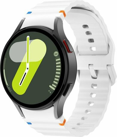 Wave Sportband met aansluitknop - Wit -  Samsung Galaxy Watch 4 Classic - 42mm & 46mm