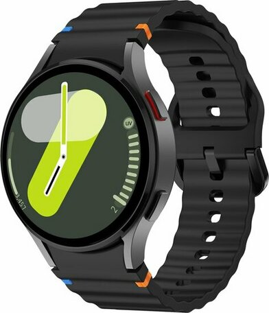 Wave Sportband met aansluitknop - Zwart -  Samsung Galaxy Watch 4 Classic - 42mm & 46mm