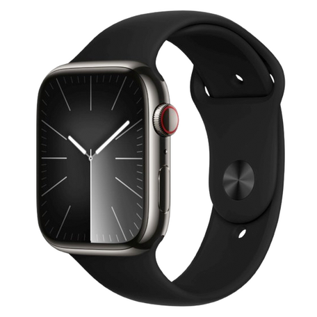 Rubberen sportbandje - Zwart - Geschikt voor Apple Watch 44mm / 45mm / 46mm / 49mm