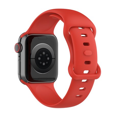 Siliconen sportbandje - Rood - Maat: S/M - Geschikt voor Apple Watch 44mm / 45mm / 46mm / 49mm