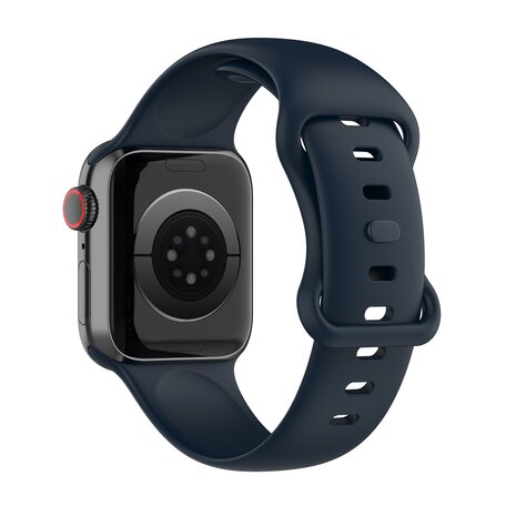 Siliconen sportbandje - Donkerblauw - Maat: S/M - Geschikt voor Apple Watch 44mm / 45mm / 46mm / 49mm