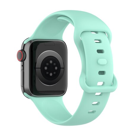 Siliconen sportbandje - Mint Groen - Maat: S/M - Geschikt voor Apple Watch 44mm / 45mm / 46mm / 49mm