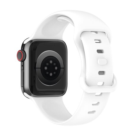 Siliconen sportbandje - Wit - Maat: S/M - Geschikt voor Apple Watch 44mm / 45mm / 46mm / 49mm