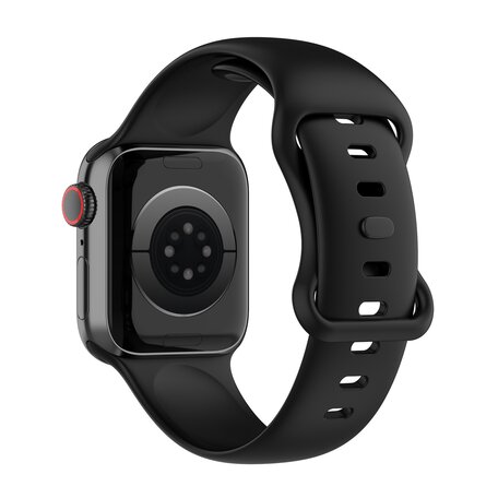 Siliconen sportbandje - Zwart - Maat: S/M - Geschikt voor Apple Watch 38mm / 40mm / 41mm / 42mm