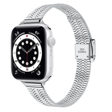 Stainless steel slim fit bandje - Zilver - Geschikt voor Apple Watch 38mm / 40mm / 41mm / 42mm