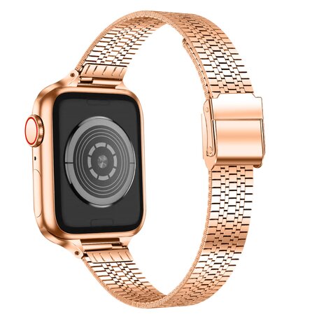 Stainless steel slim fit bandje - Champagne goud - Geschikt voor Apple Watch 38mm / 40mm / 41mm / 42mm