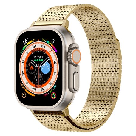 Stainless Steel Loop band - Goud - Extra strong - Geschikt voor Apple Watch 38mm / 40mm / 41mm / 42mm